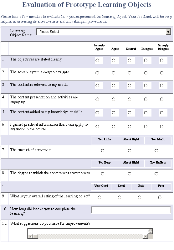Program Questionnaires